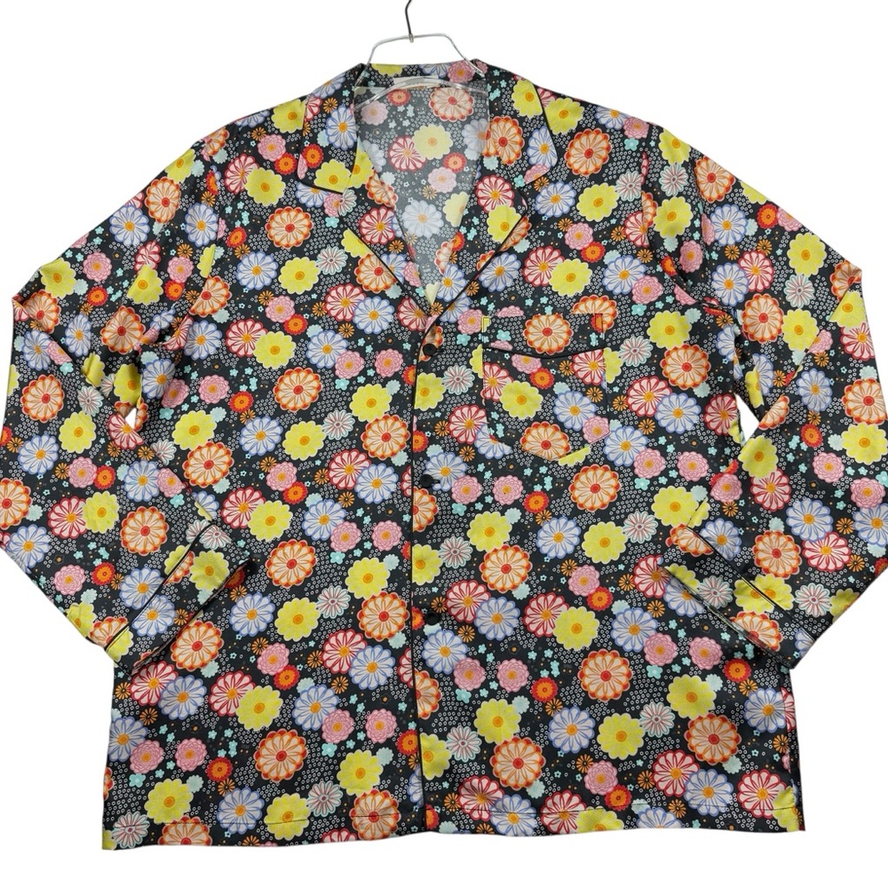 6397 Floral Print Silk blouse, L